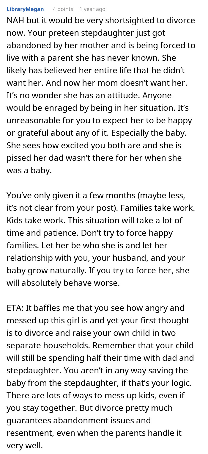 Screenshot of a Reddit comment discussing challenges in a man&rsquo;s marriage after learning he has a 12-year-old daughter.