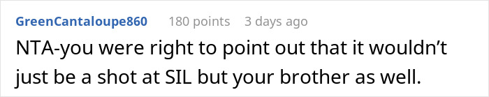 Comment on a forum discussing a husband leaving his wife after she reveals her outfit plans for brother's wedding in a text post.