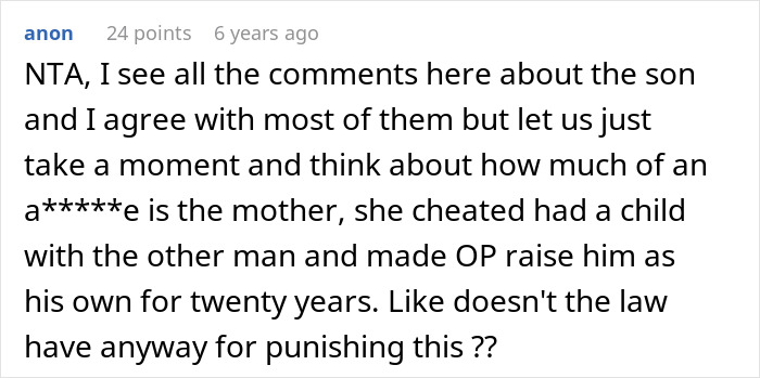 Commenter discussing drama over last name and time spent with bio dad, questioning fatherhood and parental responsibility issues.