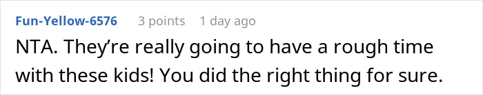 Commenter Fun-Yellow-6576 responding to parenting conflict, supporting sibling who kicks out brother and his kids.