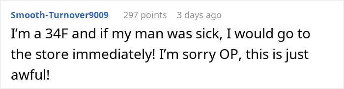 Comment from user Smooth-Turnover9009 sharing their opinion on a post about a man learning in sickness and in health is a lie when his fiancée prioritizes coffee over his misery. Comment from user Smooth-Turnover9009 sharing their opinion on a post about a man learning in sickness and in health is a lie when his fiancée prioritizes coffee over his misery.
