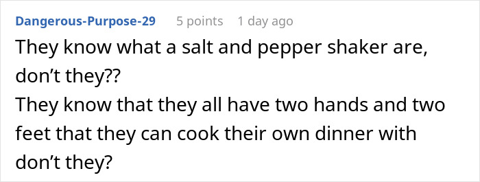 Family Demands Woman Make Separate Meals For Them: "Don't Want To Eat What My Doctor Told Me"
