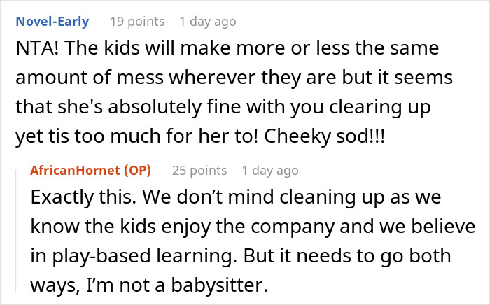 Comments arguing about messy playdates and expectations from a shameless mom who won&rsquo;t host but wants neighbor&rsquo;s door open.