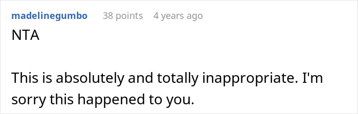 Screenshot of an online comment expressing sympathy about a man buying his wife new bras after learning her work nickname.