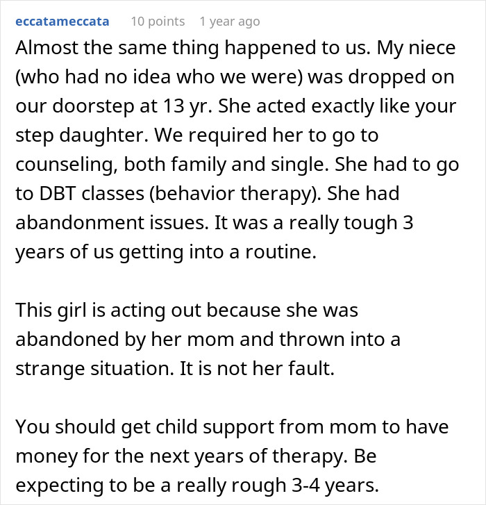 Comment text about a man&rsquo;s marriage on the rocks after learning he has a 12-year-old daughter dealing with family therapy.