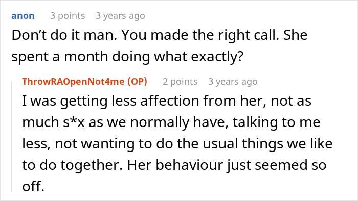 Screenshot of an online conversation where a woman suggests an open relationship and the guy immediately breaks up with her.