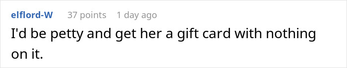 Screenshot of a Reddit comment about a woman refusing to contribute $50 to a coworker's retirement gift after conflict.