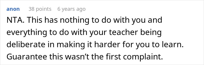 Comment on a forum about a colorblind student confronting a professor ignoring her special needs, leading to his suspension.