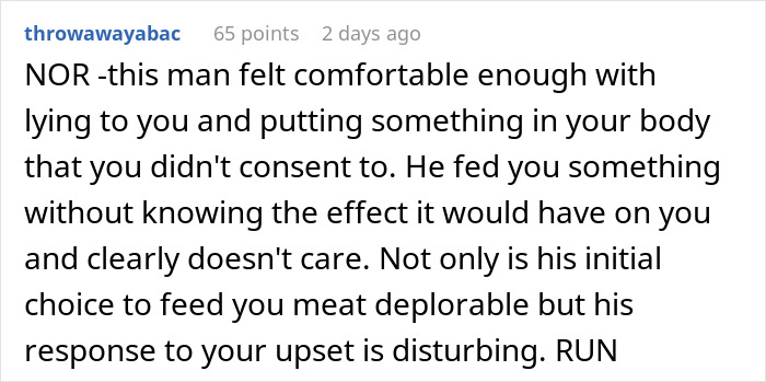 Boyfriend Laughs As Vegetarian Girlfriend Pukes In The Bathroom: "I Knew You’d Like Meat More" Boyfriend Laughs As Vegetarian Girlfriend Pukes In The Bathroom: "I Knew You’d Like Meat More"