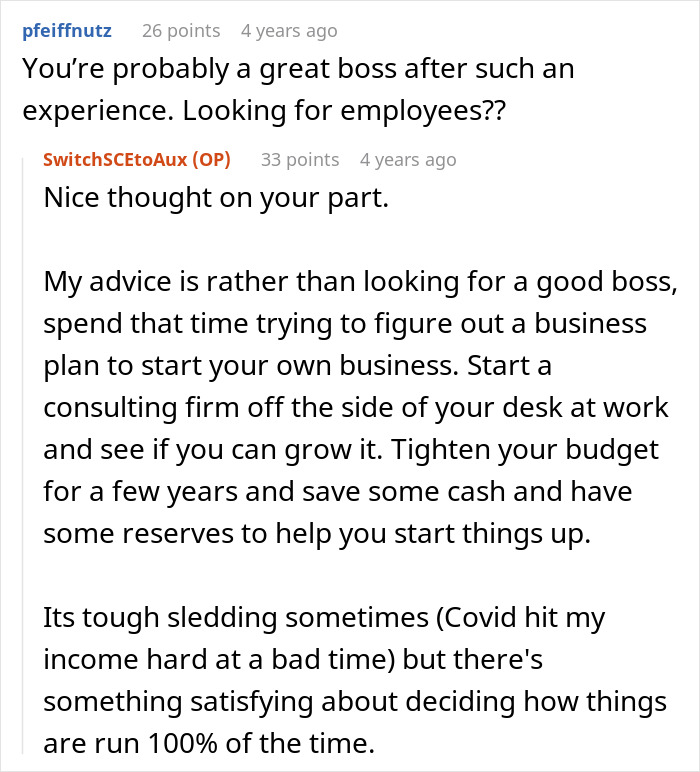 Employee delivering record results discusses planning exit after boss offers excuses instead of a bonus.