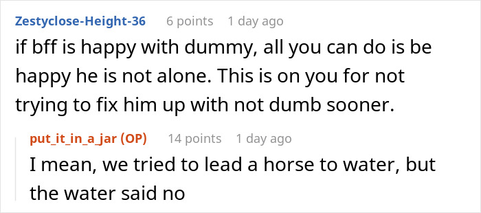 Online comments discussing relationship advice showing disrespect toward the service industry in casual dialogue format.