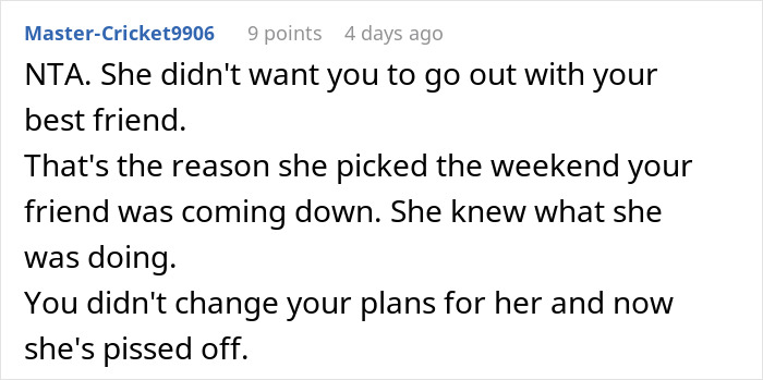 Screenshot of a Reddit comment discussing a woman volunteering her boyfriend for free labor and his refusal.