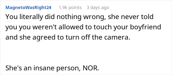 Text conversation criticizing a mom spying on her son and his 21-year-old girlfriend with hidden cameras and controlling their behavior. Text conversation criticizing a mom spying on her son and his 21-year-old girlfriend with hidden cameras and controlling their behavior.