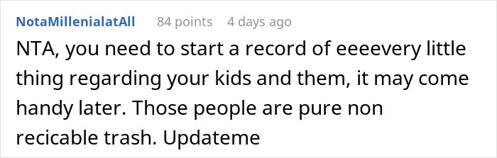 Comment on a forum about an arrogant mistress playing mom and being defended by her boyfriend against his ex.