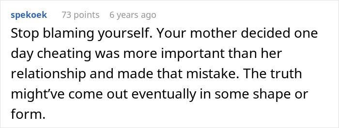 Comment on family DNA test results causing confusion about uncle being the biological dad, shared in online discussion.
