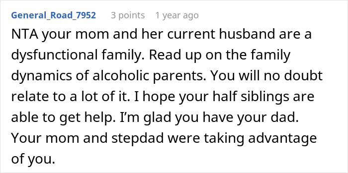 Comment discussing a teen&rsquo;s escape from a dysfunctional family with issues involving a step-father&rsquo;s behavior.