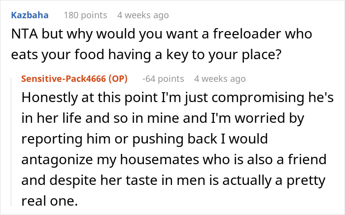 Screenshot of a Reddit conversation about a woman fed up with being her roommates&rsquo; personal doorman ignoring their calls.