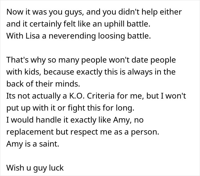 Text excerpt discussing challenges of dating with kids and teen daughter's jealousy affecting widowed dad's new love.