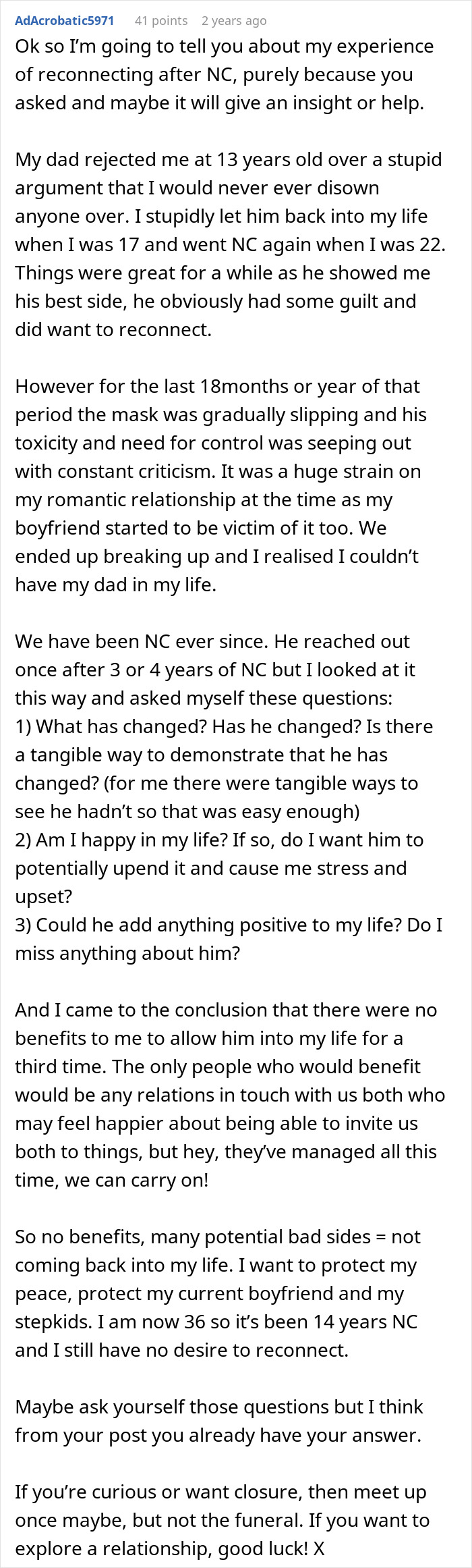 Text of a personal story about reconnecting and reconciling with a rejected son, exploring reasons for estrangement and reconciliation.