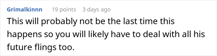 Comment on family rolling out red carpet for son's mistress while wife remains clueless at home discussing future flings.