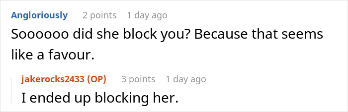 Reddit conversation screenshot showing user upset after parents forced him to have beer at his wedding then leave early due to music.