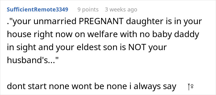 Screenshot of a social media comment judging a coworker&rsquo;s life choices while ignoring her own morals and behavior.