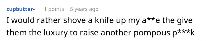 Screenshot of an angry comment expressing strong refusal about family asking for a kidney after past mistreatment.