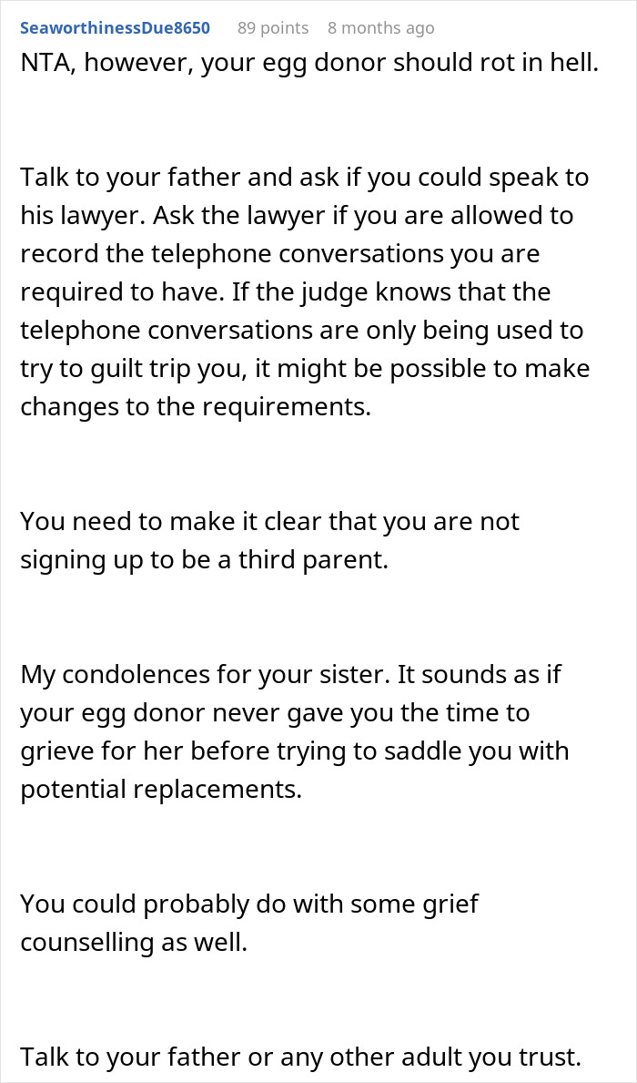 Text excerpt from an online advice forum discussing a teen feeling like a third parent to seven kids at his mom&rsquo;s house.