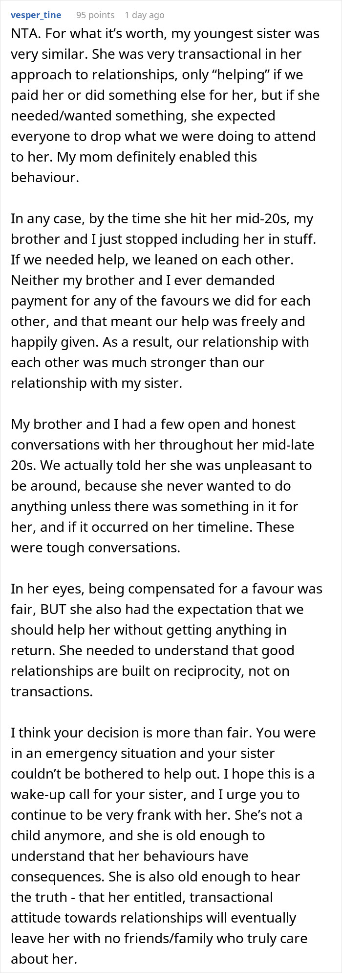 Alt text: Woman repeatedly asking for favors from family without reciprocating, causing relationship strain and hurt feelings