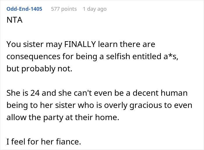 Screenshot of a Reddit comment discussing a woman asking favors from family without reciprocating help.