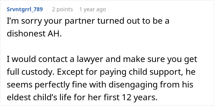 Screenshot of a Reddit comment discussing a man&rsquo;s marriage on the rocks after learning he has a 12-year-old daughter.