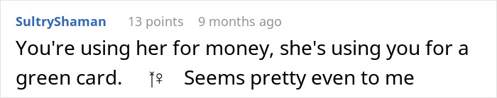 Comment on a forum discussing a wife faking a transaction to hide income source, highlighting mutual financial use.