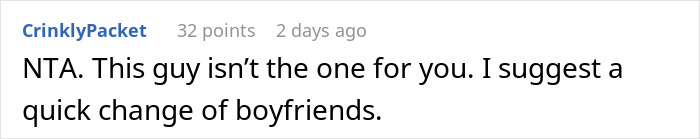 Comment text about quick change of boyfriends after guy can’t handle actress girlfriend changing in front of other men