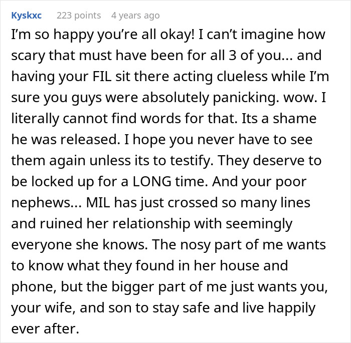 Comment expressing relief and concern after couple's son is kidnapped by religious MIL, who faces legal consequences. Comment expressing relief and concern after couple's son is kidnapped by religious MIL, who faces legal consequences.