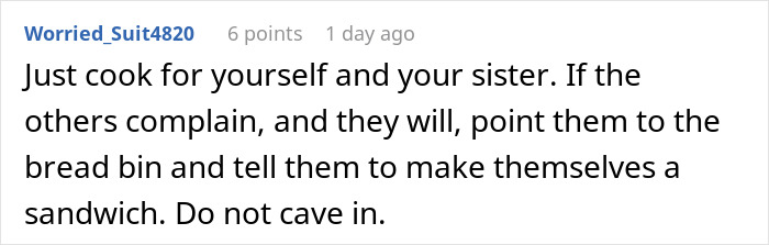 Family Demands Woman Make Separate Meals For Them: "Don't Want To Eat What My Doctor Told Me"