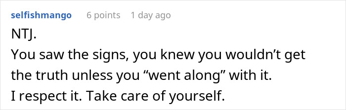 Comment on a forum about a wife uncovering her husband’s gym affair, discussing signs and personal boundaries in marriage.