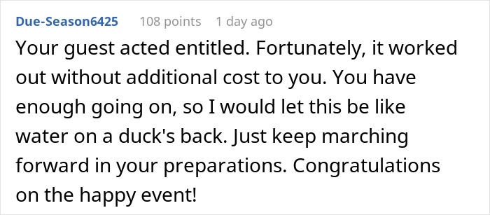 Comment on wedding guest entitlement, advising to ignore issues and continue with wedding preparations confidently. Comment on wedding guest entitlement, advising to ignore issues and continue with wedding preparations confidently.