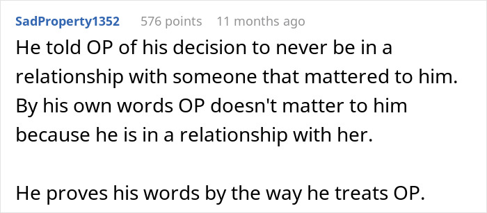 Screenshot of a social media comment discussing a husband's decision and behavior linked to cheating with best friend.