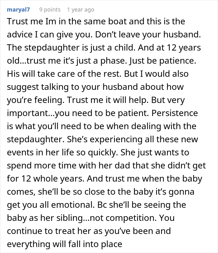 Comment discussing advice on handling a man&rsquo;s marriage on the rocks after discovering he has a 12-year-old daughter.