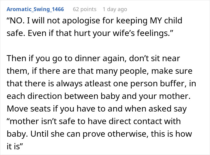 Text excerpt discussing family dinner dynamics and how a rude mother impacts interactions with a child present.