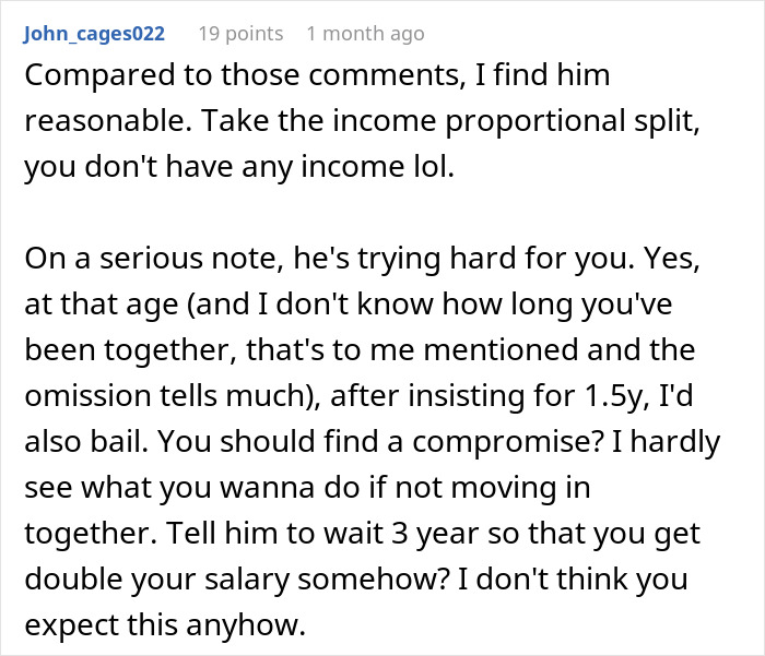 Man discussing relationship challenges about moving in with girlfriend but refusing to live in her apartment.