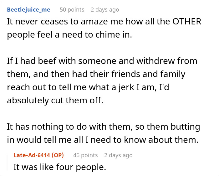 Reddit user explains frustration as sister refuses wedding plan and gets demoted guest status in family conflict discussion.