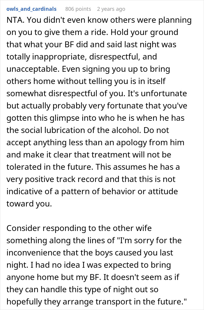 Screenshot of a woman confronting her drunk boyfriend about his disrespectful behavior at a social gathering.