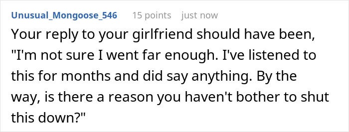 Reddit comment where user advises a strong reply about belittling an electrician for working with his hands.