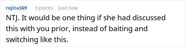 Comment stating NTJ about a neighbor dog walking pay dispute in a casual online discussion.