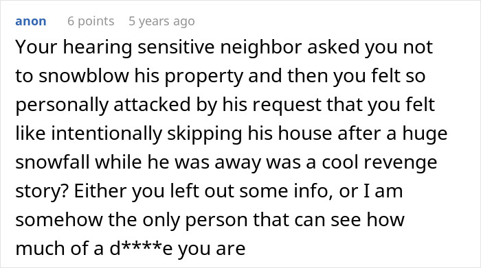 Man with snowblower intentionally leaves mean neighbor&rsquo;s driveway covered in snow during winter.