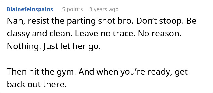 Comment suggesting moving on after woman suggests an open relationship and guy immediately breaks up with her.