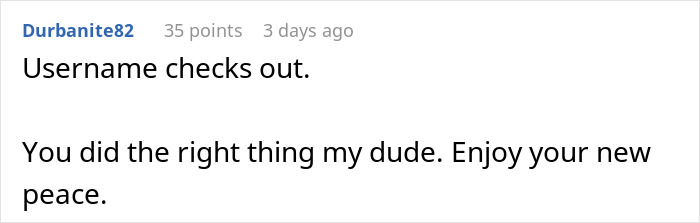 Comment about doing the right thing, posted by woman-party-relationship-partner showing support and encouragement online.