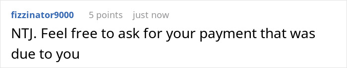 Screenshot of a forum comment advising to feel free to ask neighbor for dog walking pay that is owed.