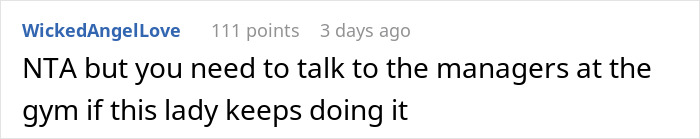 User comment on a forum discussing a woman calling a guy a creep after he asks her to stop filming him at the gym.